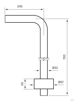 Сифонная трубка L-образного типа XA21, хромированная латунь