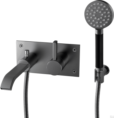 Настенный термостатический смеситель для ванны ARM036 Латунь Черный Матовый Хром