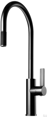 Смеситель для кухни с выдвижным изливом ARM185 Латунь Черный Хром