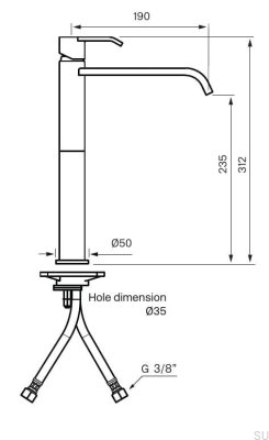 Высокий смеситель для умывальника VIC081 Матовый никель латунь