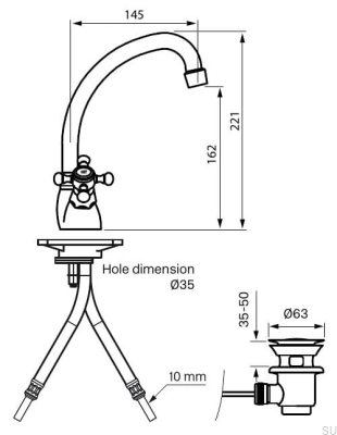 VLV077 Смеситель для умывальника Classic, хромированная латунь