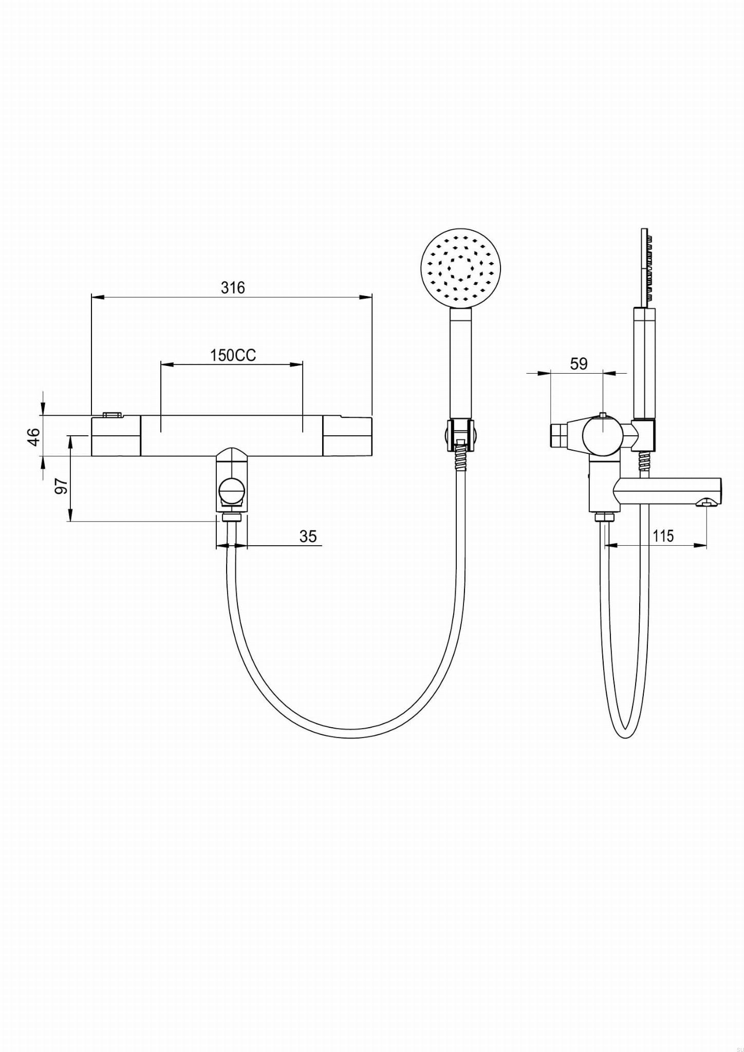 9426650--Bateria wannowa ścienna termostatyczna ARM026-150 Mosiężna Miodowe Złoto-Tapwell-Skandynawskie-Uchwyty_2