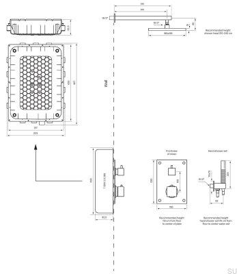 Душевой набор с термостатическим смесителем BOX8268 SQUARE ED2 Латунь Полированная Неокрашенная
