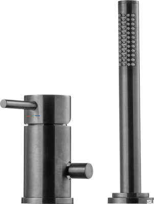 Смеситель для ванны с душевой лейкой BI048, Латунь, Черный матовый хром 