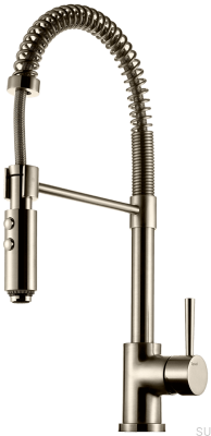 Смеситель для кухни с выдвижным изливом EVO176, Матовый никель, латунь