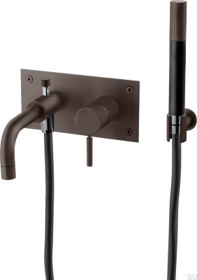 Смеситель для ванны и душа с душевой лейкой и шлангом BOX026, Латунь Коричневый