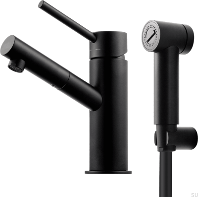 BI069 Смеситель для умывальника-биде, латунь черная матовая