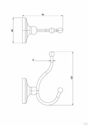 TA243S Классическая настенная вешалка из полированной нелакированной латуни