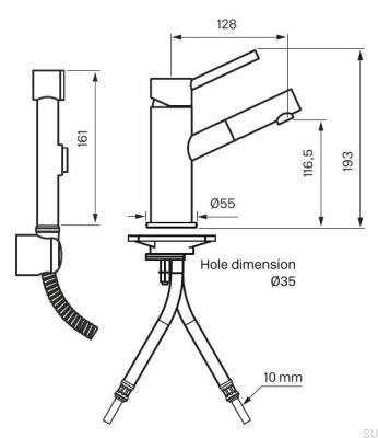 BI069 Смеситель для умывальника-биде, хромированная латунь