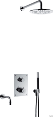 Душевой набор с термостатическим смесителем и изливом для ванны BOX7368 ED2 Латунь Хромированная