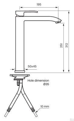 LES081 смеситель для умывальника, хромированная латунь
