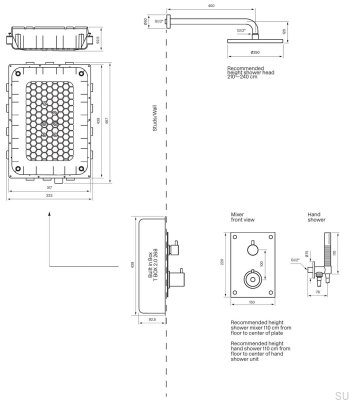 Душевой набор с термостатическим смесителем BOX7268 ED2 Matt Black Brass