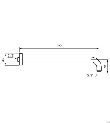 Настенный душевой кронштейн 380 ZSOF034 Матовая черная латунь