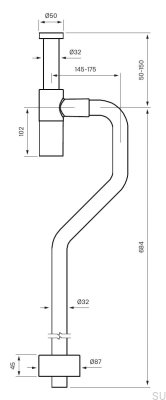 Сифон для умывальника с S-образной трубкой XA200 Латунь Черный Хром