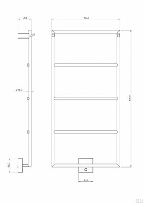 Радиатор для ванной комнаты TW800-400, полированная хромированная сталь