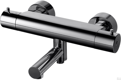 Термостатический смеситель для ванны и душа EVM022-150 Латунь Черный Хром
