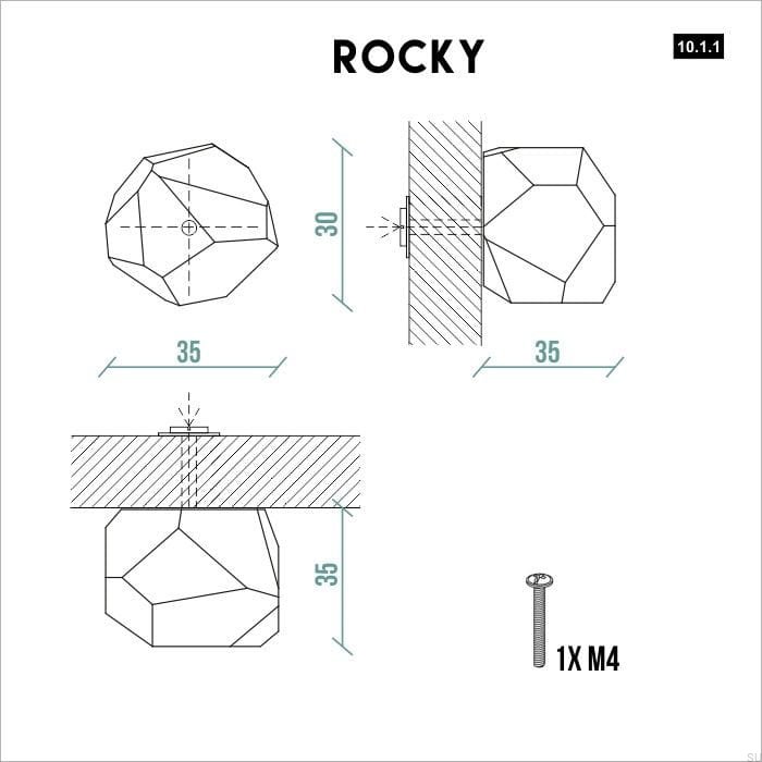 Gałka meblowa Rocky 35 Beton architektoniczny rysunek techniczny