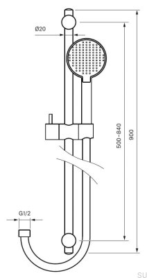 Душевая штанга Dso с регулируемым настенным держателем ZSAL400 Хромированная латунь