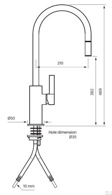 Смеситель для кухни с выдвижным изливом ARM185, хромированная латунь