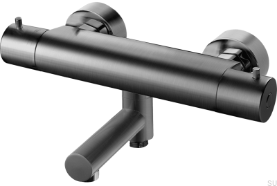 Термостатический смеситель для ванны и душа EVM022-150 Латунь Черный Матовый Хром
