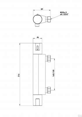 Смеситель для душа ARM168-150 Хромированная латунь