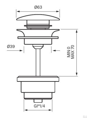 Универсальная выдвижная пробка Arch74400 Латунь Желтая