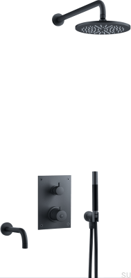 Душевой набор с термостатическим смесителем BOX7368 ED2 Matt Black Brass