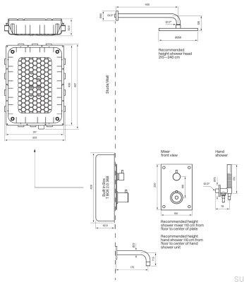 Душевой набор с термостатическим смесителем BOX7368 ED2 Matt Black Brass