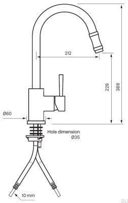 Смеситель для кухни с выдвижным изливом EVO185, полированная латунь, неокрашенный