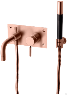 Смеситель для ванны и душа с насадкой для душа и шлангом BOX026 Матовая медь Неокрашенный