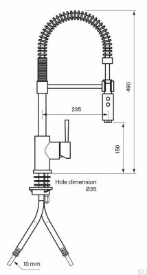 Смеситель для кухни с выдвижным изливом EVO176, хромированная латунь
