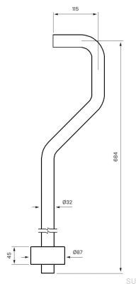 Трубка для сифона типа S XA22, хромированная латунь