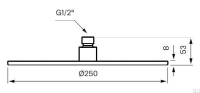 Круглая насадка для тропического душа 250 ZSOF250 Латунь Черный Хром