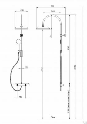 Душевой набор ARM5300-150 Matte Black Brass