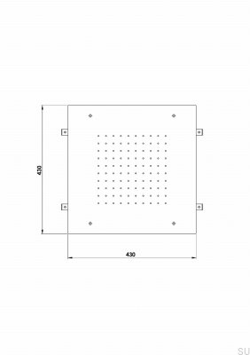 Квадратная насадка для тропического душа 400 ZSOF094 Латунь Черный Хром