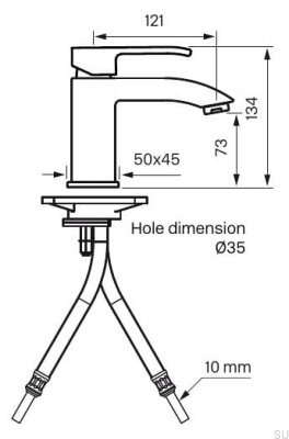 LES071 смеситель для умывальника, хромированная латунь