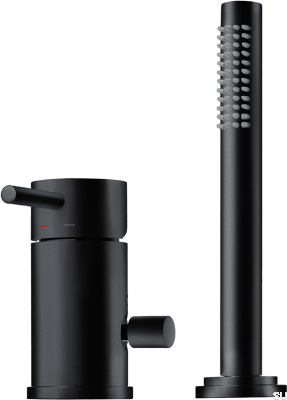 Смеситель для ванны с душевой лейкой BI048, Матовая черная латунь