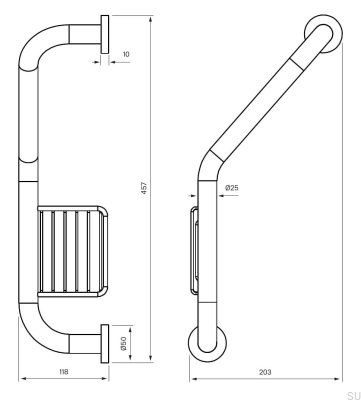 Ручка для ванны с мыльницей ТА808, латунь полированная, неокрашенная