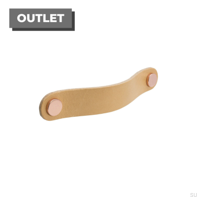 Ручка мебельная длинная Loop Round 128, натуральная кожа с медью