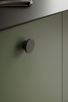 Круглая 50 деревянная дубовая черная мебельная ручка