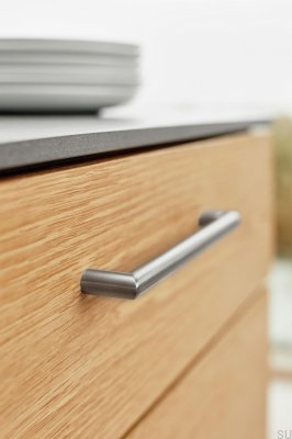 Длинная мебельная ручка Угол 96 Серебро Сатин