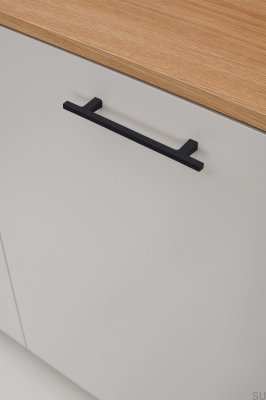 Ручка мебельная удлиненная Pen 128, чугун, матово-черный