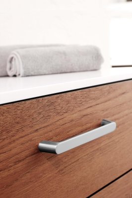 Ручка мебельная продолговатая Light 160, алюминий, серебро.