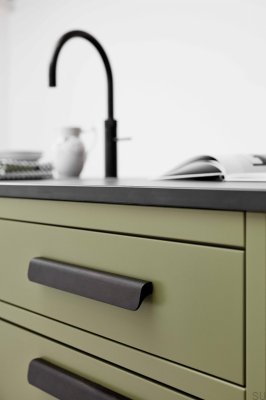 Продолговатая мебельная ручка Fall 128 из алюминия, античной бронзы