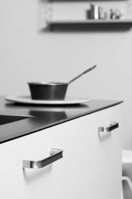 Ручка мебельная удлиненная Внутри 160 Алюминий Серебристый