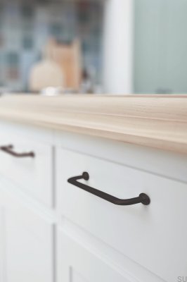 Ручка мебельная продолговатая U-Turn 160, металл, черный матовый