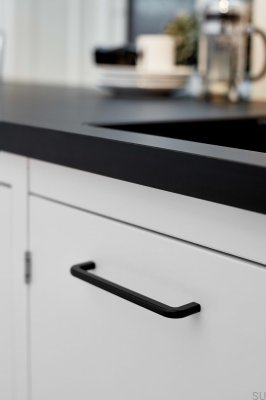 Компактная 160 удлиненная мебельная ручка Металл Матовый черный