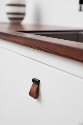 Ручка для мебели Strap 16 Кожа Коричневый с черным