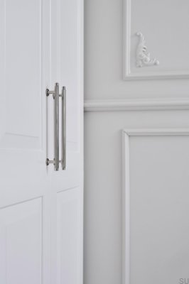 Villa 192 Металлическая серебристо-никелированная удлиненная мебельная ручка
