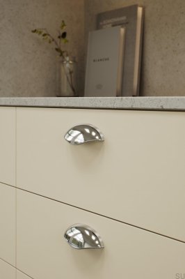 Luna 96 Металлическая удлиненная мебельная ручка, серебристо-никелированная